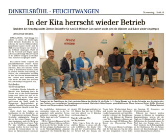 Verschiedene Vertreter der Kindertagesstätte sowie Bürgermeister Hammer sitzen zusammen